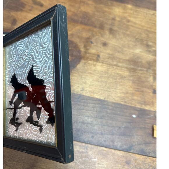 Deltex Reverse Painted Pair of Vintage Glass Pictures Winter Scene Silhouettes - Picture 7 of 14